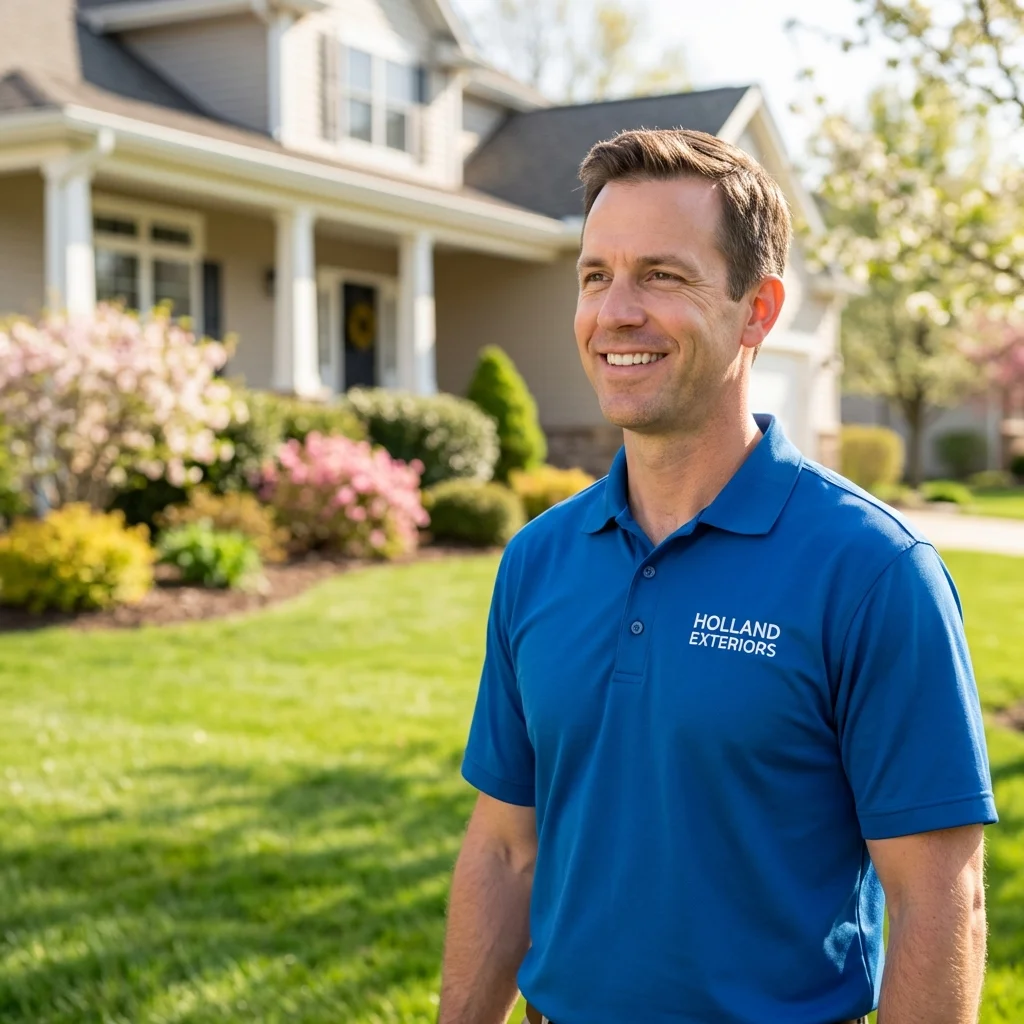Holland Exteriors roofer inspecting a Milwaukee roof